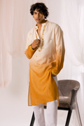 Mustard Digital Embroidery Kurta For Men