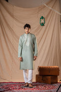 Light Pistachio Green Sequence Embroidery Kurta for Men