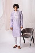 Lilac Sequence Embroidery Kurta For Men