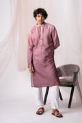 Wine Digital Embroidery Kurta For Men