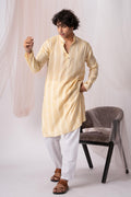 Lemon Yellow Pure Khadi Kurta For Men