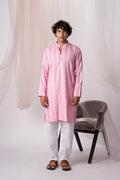 Light Hot Pink Pure Khadi Kurta For Men