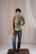 Henna Green Crochet Shirt for Men