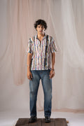 Multi-Shaded White Crochet Shirt for Men