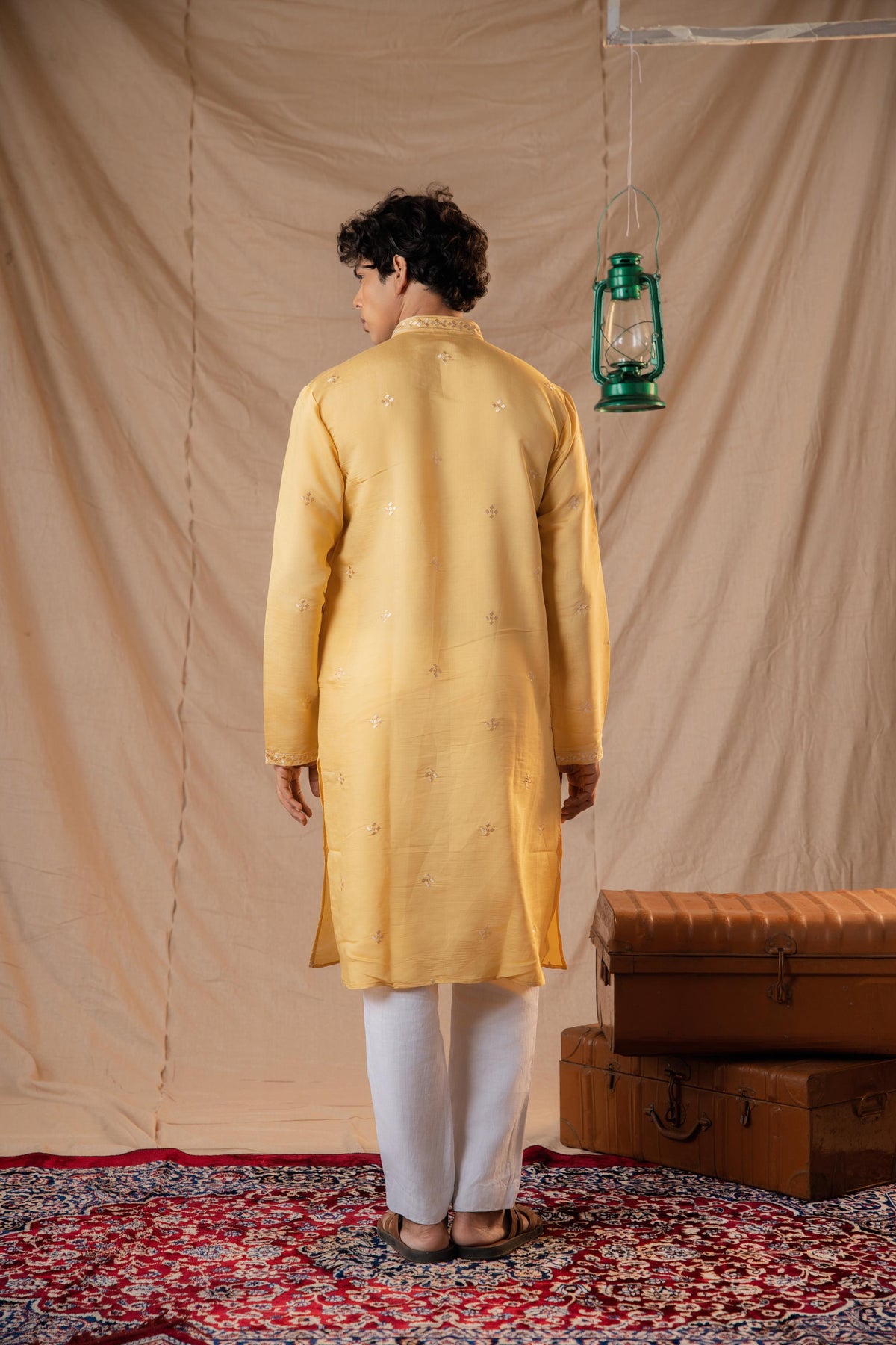 Sunshine Yellow Sequence Embroidery Kurta for Men