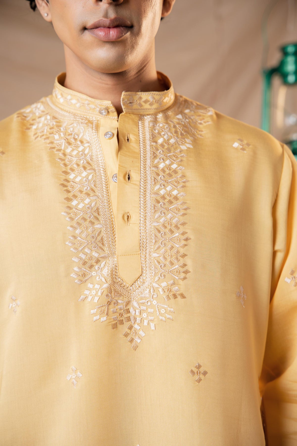 Sunshine Yellow Sequence Embroidery Kurta for Men