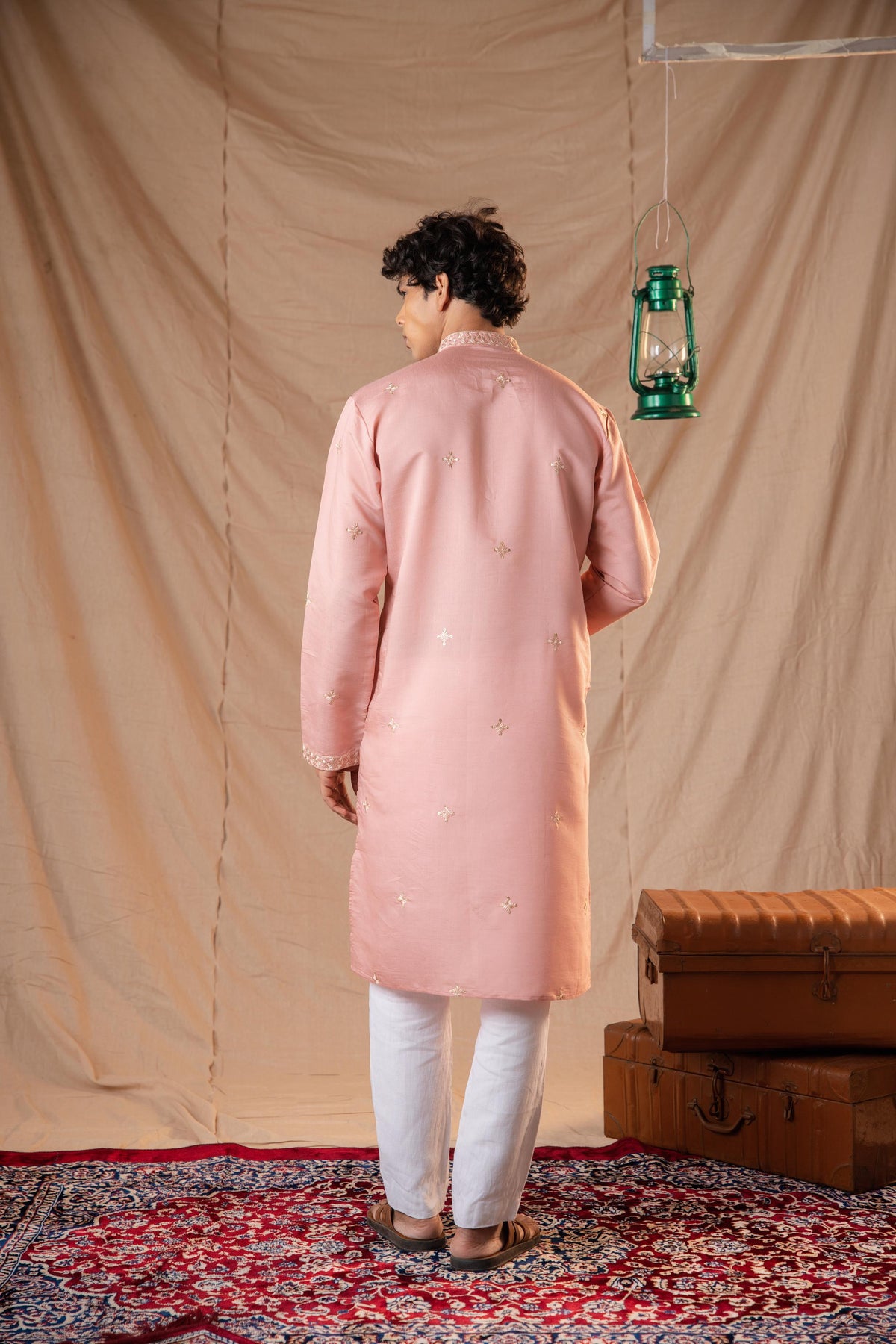 Ballerina Pink Sequence Embroidery Kurta for Men