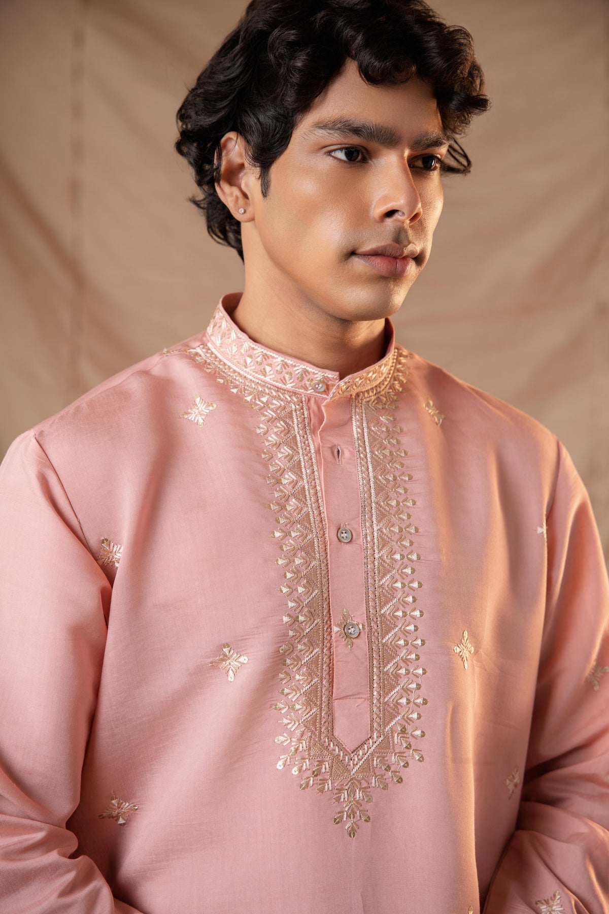 Ballerina Pink Sequence Embroidery Kurta for Men