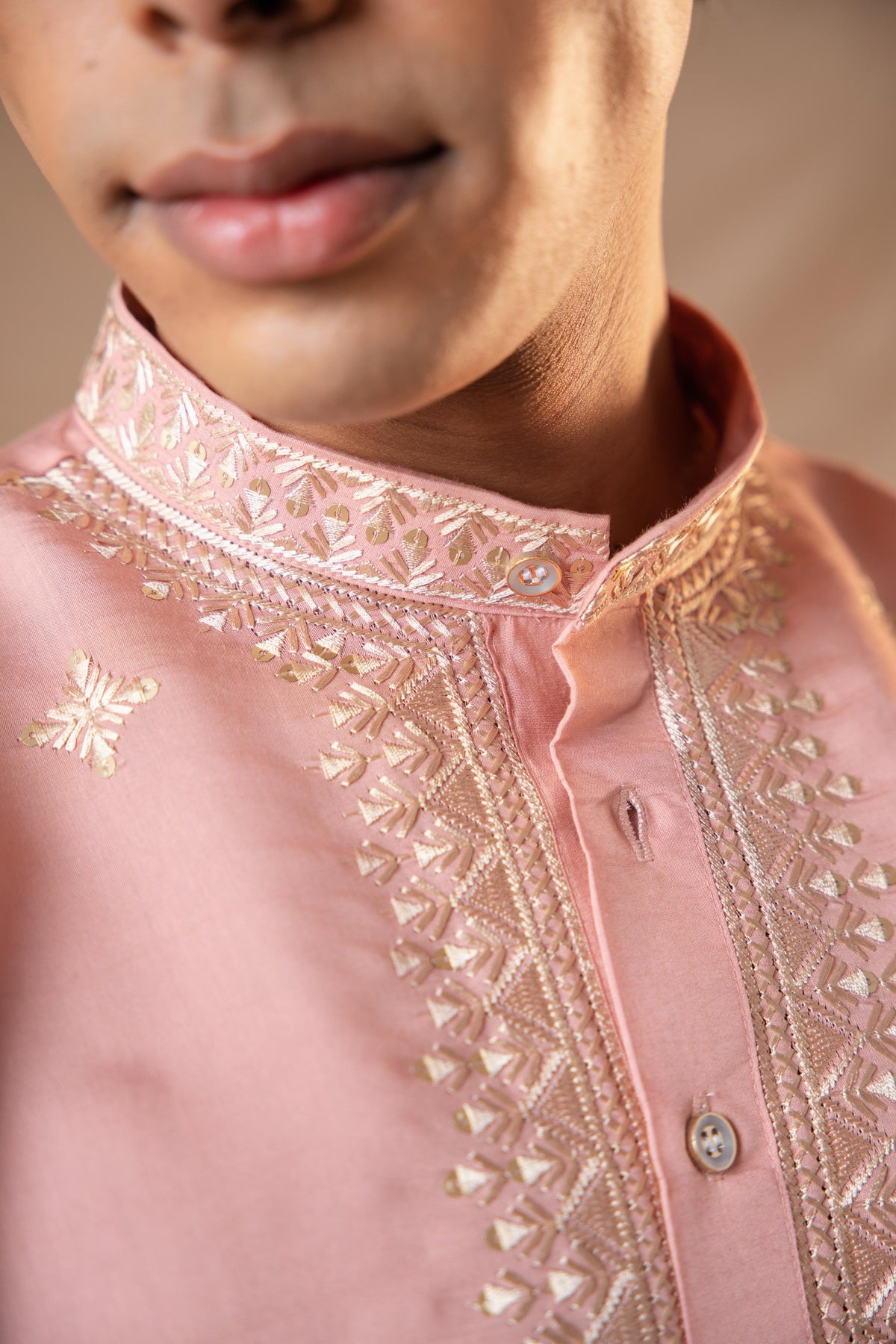 Ballerina Pink Sequence Embroidery Kurta for Men