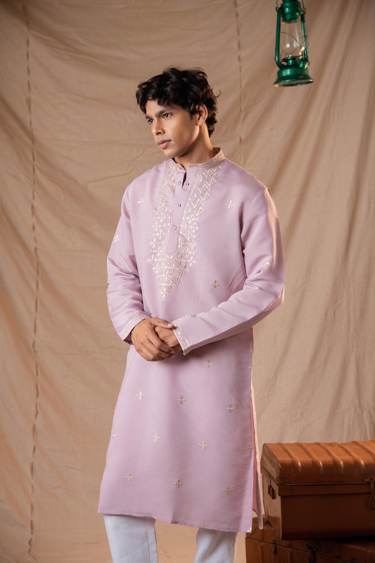 Wisteria Sequence Embroidery Kurta for Men