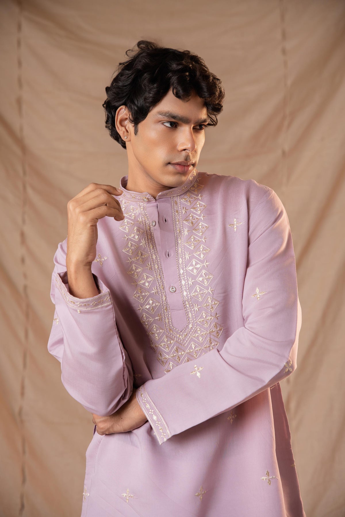 Wisteria Sequence Embroidery Kurta for Men