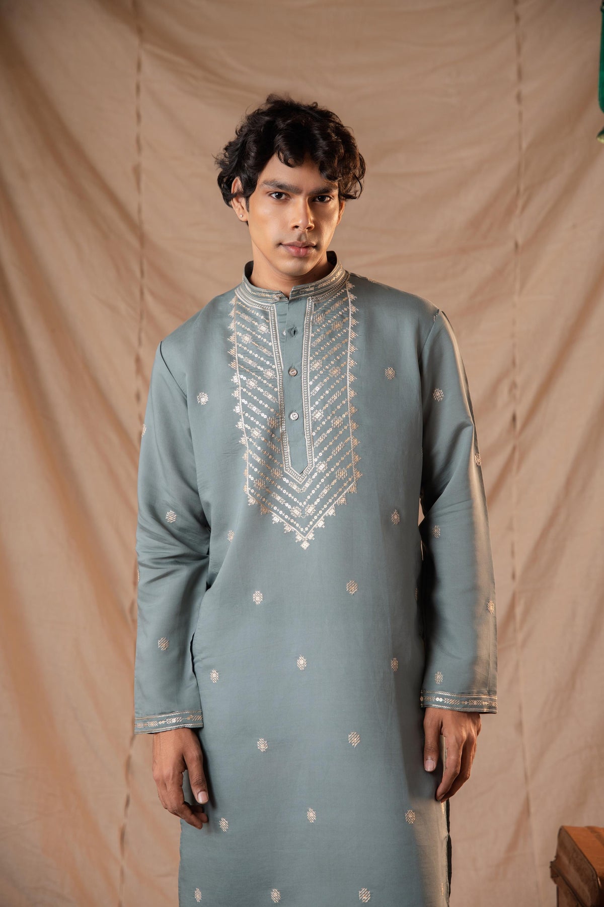 Lafayette Green Sequence Embroidery Kurta