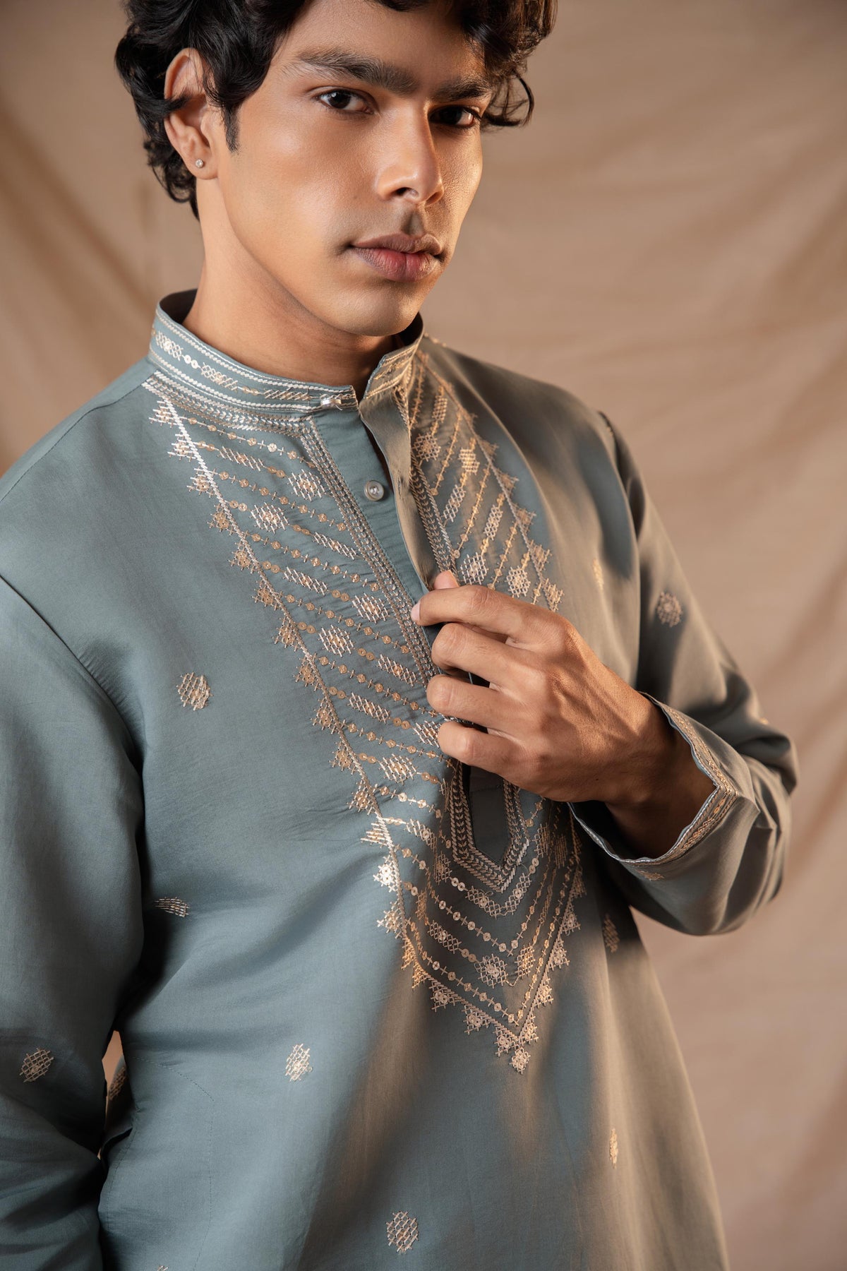 Lafayette Green Sequence Embroidery Kurta