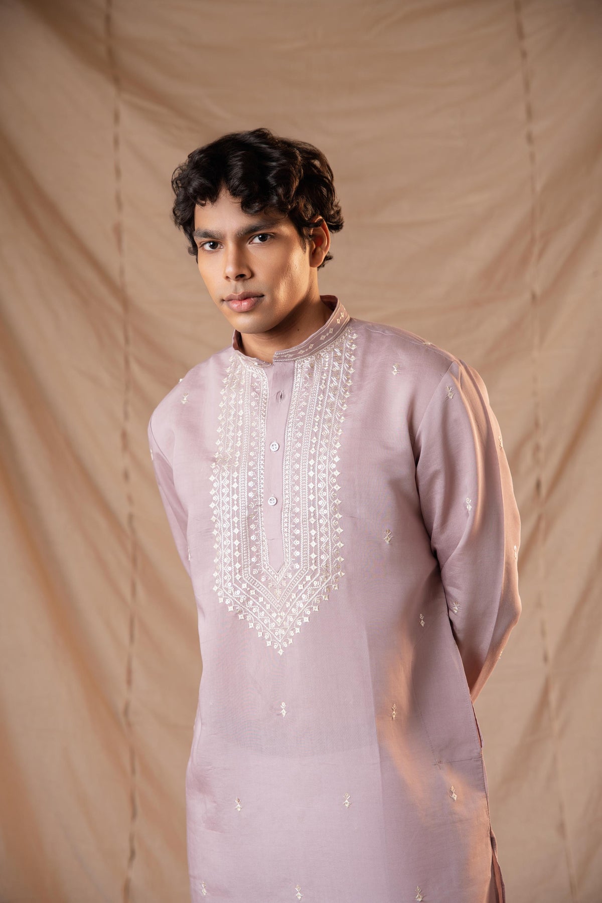 Thistle Sequence Embroidery Kurta for Men