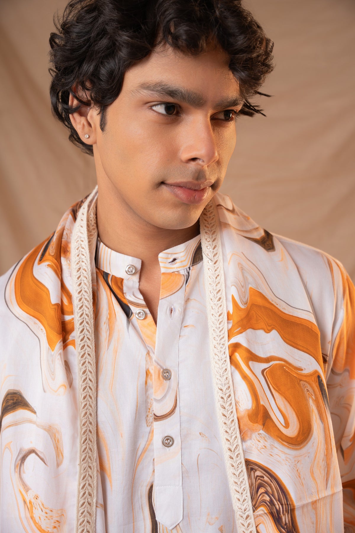 Orange Giza Kurta for Men