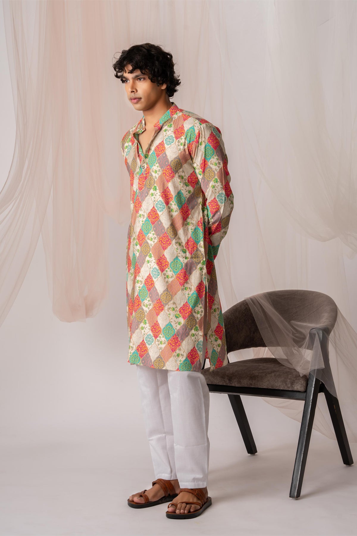 Multi Shaded Printed Kurta For Men