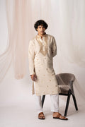 Beige Sequence Embroidery Kurta for Men