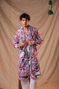 Purple-Pink Giza with Dupatta Kurta for Men