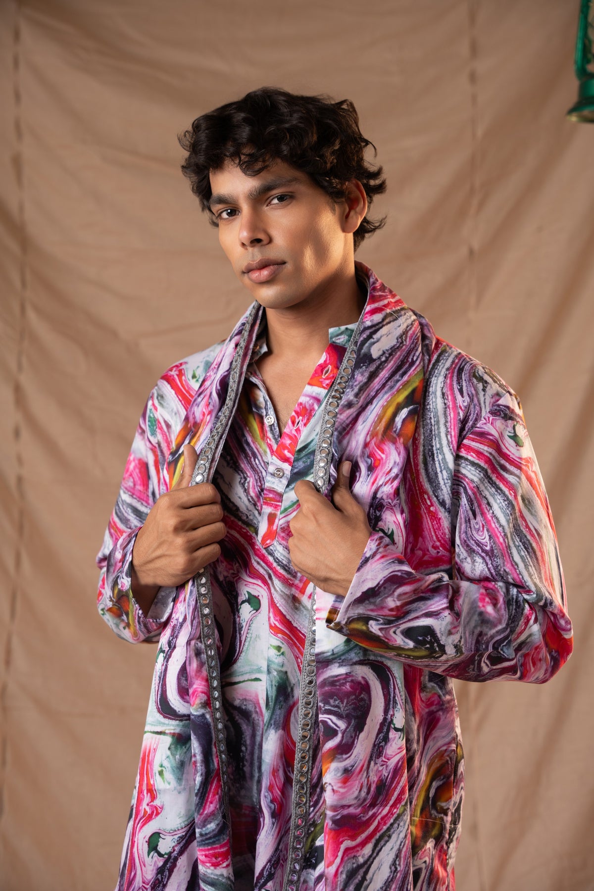 Purple-Pink Giza Kurta for Men