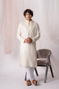 Off White Sequence Embroidery Kurta For Men