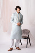 Powder Blue Sequence Embroidery Kurta For Men