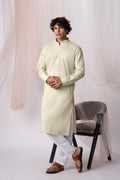 Light Green Sequence Embroidery Kurta For Men