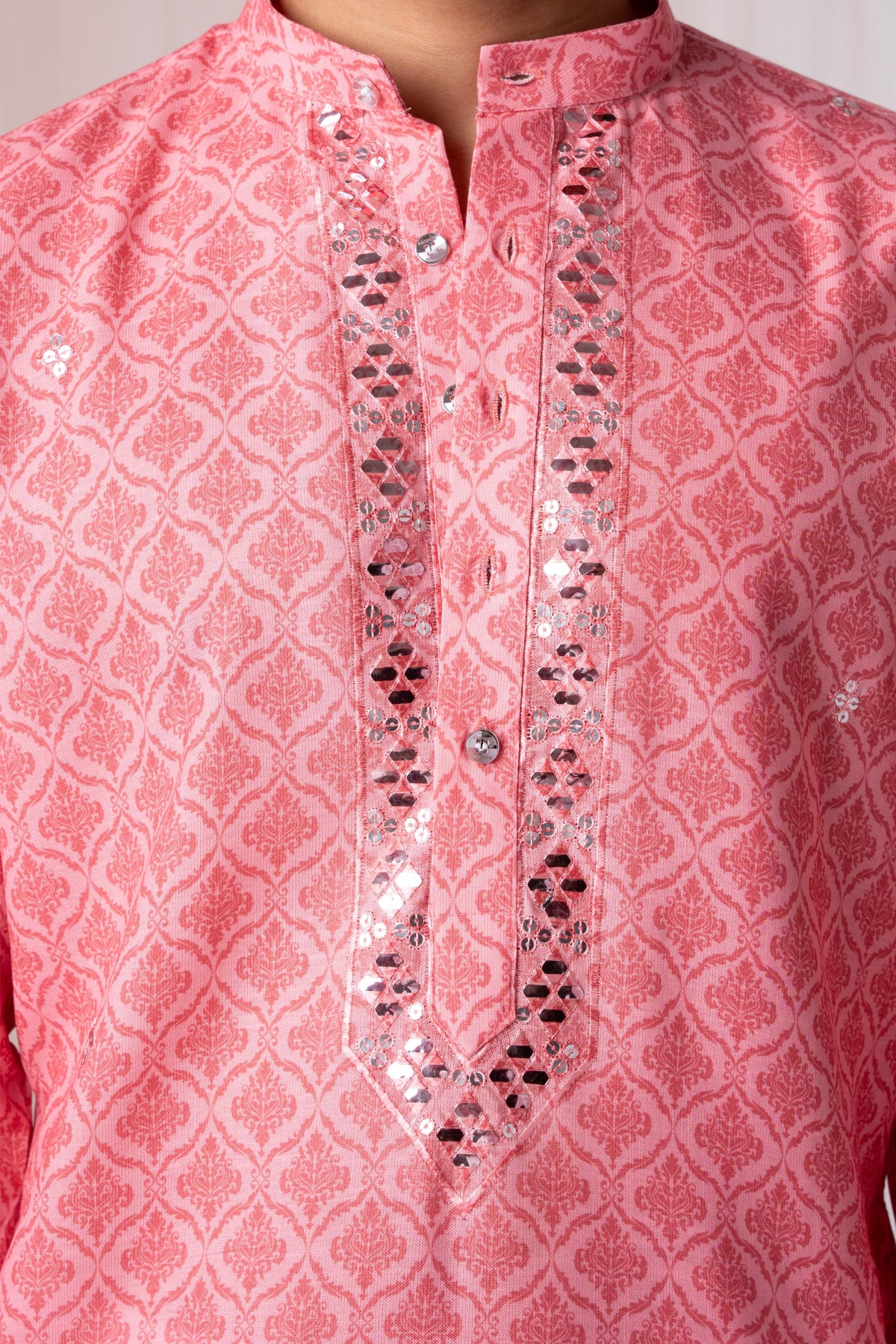 Rose Bud Digital Embroidery Kurta For Men