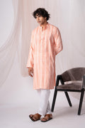 Orange Pure Khadi Kurta For Men
