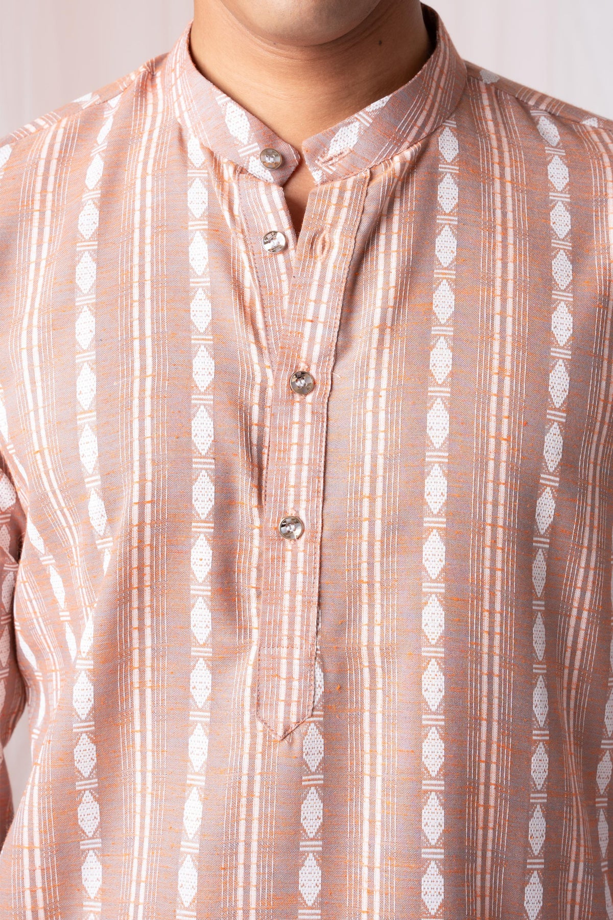 Pastel Pink Pure Khadi Kurta For Men