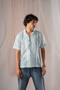 Powder Blue Crochet Shirt for Men