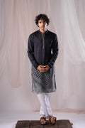 Black Russian Digital Kurta For Men