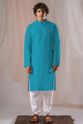 Sky Blue Solid Plain Kurta for Men