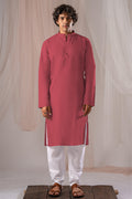 Pink Solid Plain Kurta for Men