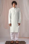 White Solid Plain Kurta for Men